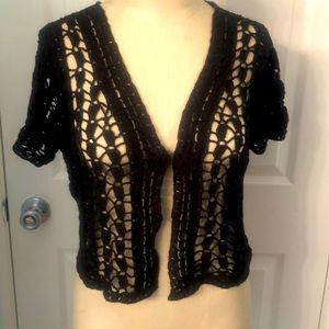 Cool black cropped see through short sleeved cover